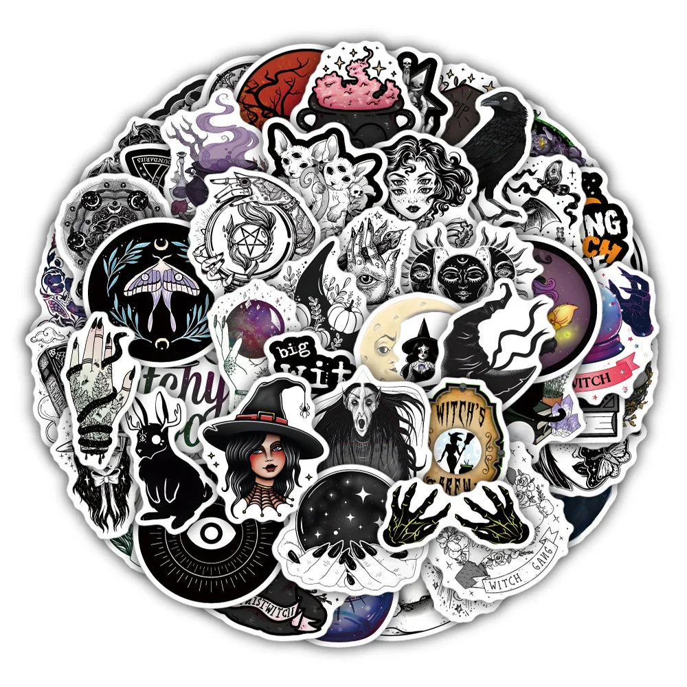 Retro Anime Gothic Witch Stickers Waterproof Decals for Laptop, Phone, Bike, Car, Skateboard - 10/30/50pcs (Online Order Only)