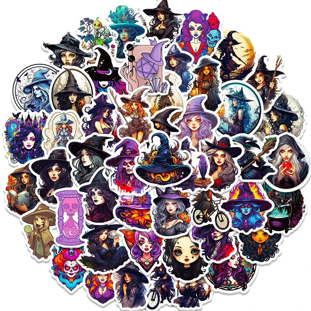 10/30/50pcs Anime Gothic Witch Graffiti Stickers Horror Decals Skateboard Laptop Phone Diary Cool Waterproof Sticker Kids Toys (ONLINE ORDER ONLY)