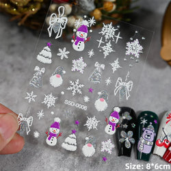 5D Embossed Gingerbread Man Nail Art Sticker Cute Christmas Winter Santa Claus Snowflake Elk Engraved Slider Manicure Decoration (ONLINE ORDER ONLY)
