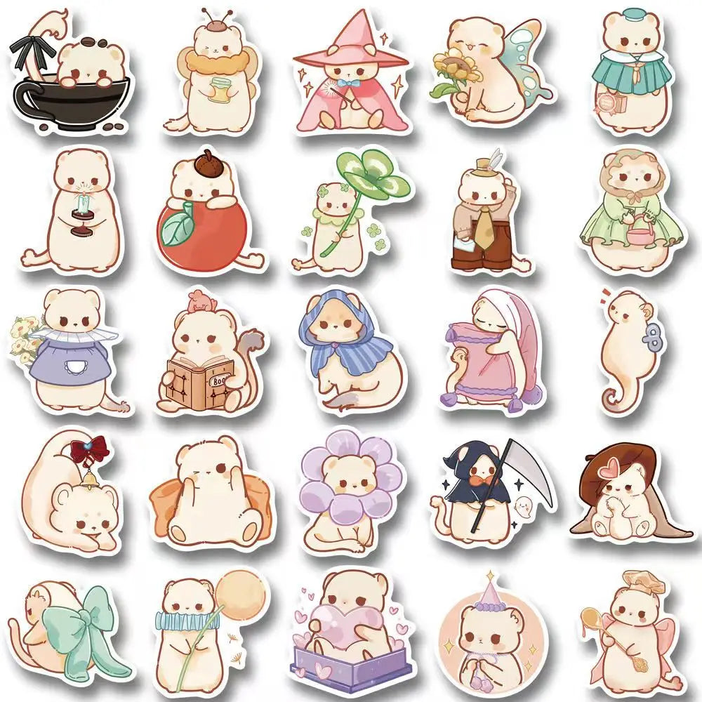 50PCS Cute Animal Ferret Sticker Waterproof Decoration DIY Scrapbook Cup Laptop Luggage Helmet Kids Toy Decal (ONLINE ORDER ONLY)