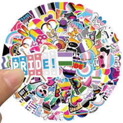 50/100pcs Colorful Cool Cartoon Rainbow LGBTQ Stickers For Laptop Phone Guitar Luggage Diary Waterproof Graffiti Vinyl Decals (ONLINE ORDER ONLY)