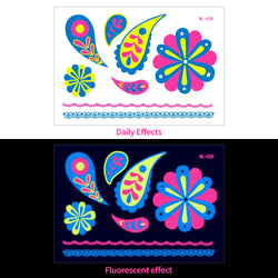 1pc Bohemia Fluorescent Sticker Luminous Temporary Tattoos Stickers UV Glow Fluorescent Tattoo Waterproof For Body Art Decals *& (Online Order Only)