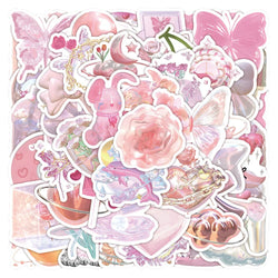 Cute Pink Laser Stickers 10/30/60PCS Aesthetic DIY Skateboard Laptop Phone Luggage Car Decals (ONLINE ORDER ONLY)