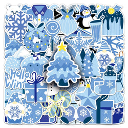 Blue Winter Graffiti Stickers Christmas Decal Laptop Phone Guitar Helmet Skateboard Waterproof Toy (ONLINE ORDER ONLY)