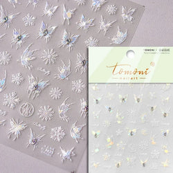 Winter Christmas Crystal Delicate Hexagon Romantic Laser Silver Chic Snowflakes Self Adhesive Nail Art Sticker 5D Manicure Decal (ONLINE ORDER ONLY)