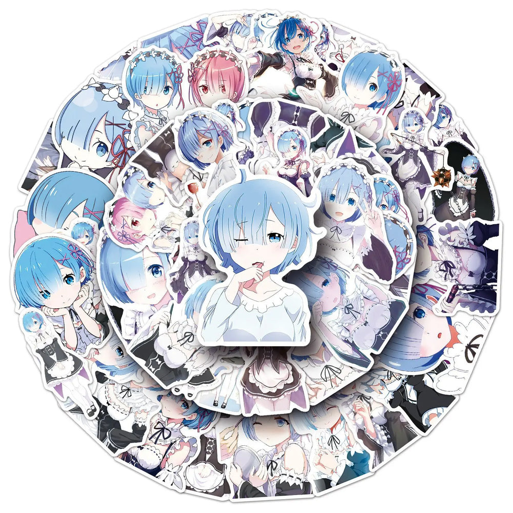 10/30/51PCS Re:Life in a different world from zero Stickers Rem Cartoon Sticker Laptop Phone Guitar Car Bike Skateboard Decals (Online Order Only)