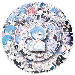 10/30/51PCS Re:Life in a different world from zero Stickers Rem Cartoon Sticker Laptop Phone Guitar Car Bike Skateboard Decals (Online Order Only)