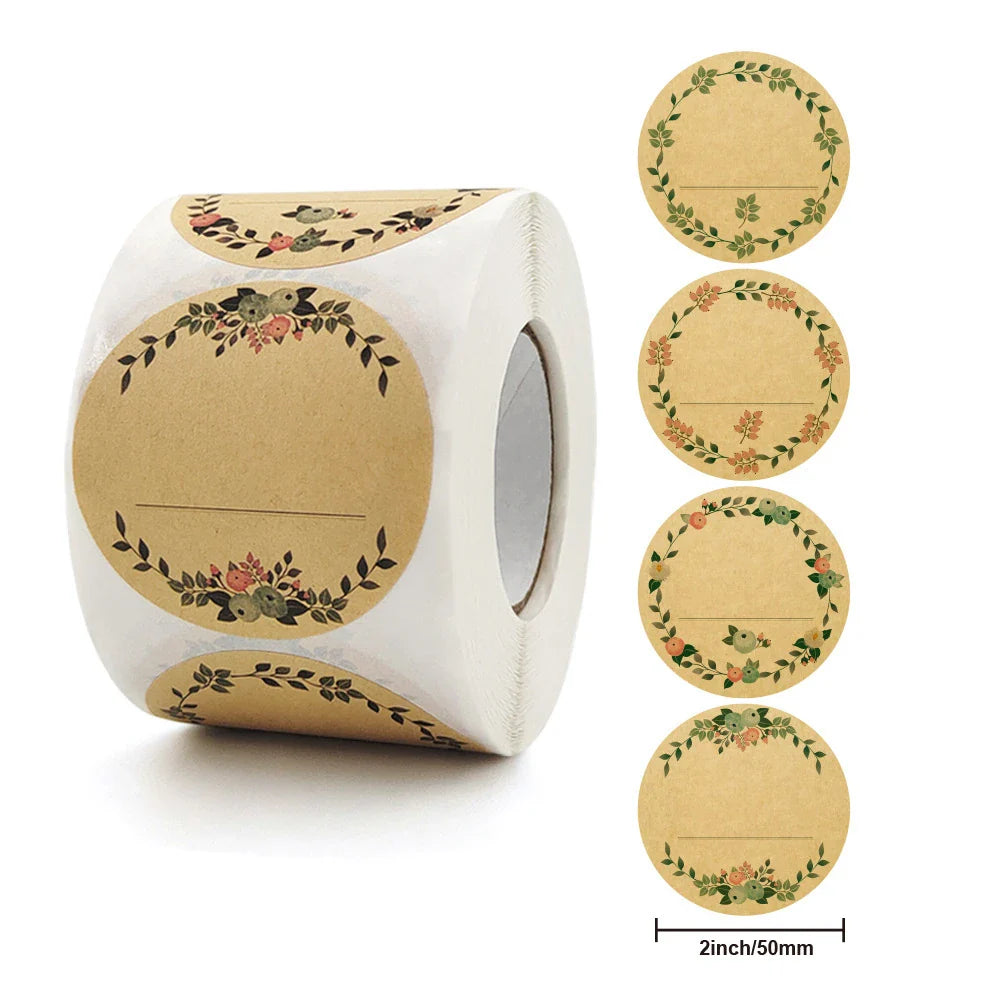 Kraft Paper Flowers Thank You Label Stickers For Gift Card Package Party Wrapping Baking Small Business Wedding Decor 2 inch/5cm (ONLINE ORDER ONLY)