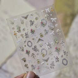 Angel Bowknot Stone Statue Vintage Photo Frame Flower Bed Bouquet Garden Rose Crown Adhesive Nail Art Stickers Manicure Decals (ONLINE ORDER ONLY)