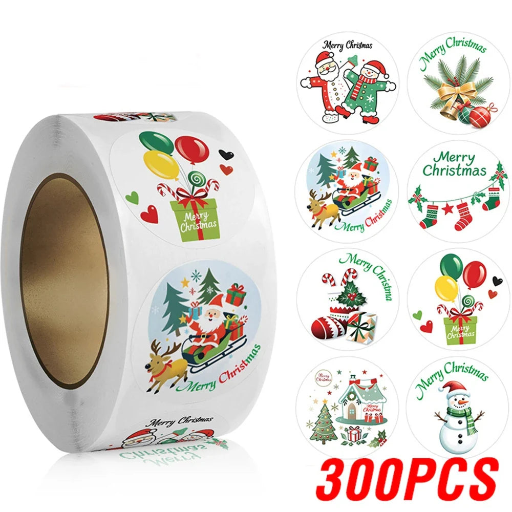 100-500pcs Merry Christmas Stickers Christmas Theme Seal Labels Stickers For DIY Gift Baking Package Envelope Stationery Decor (ONLINE ORDER ONLY)