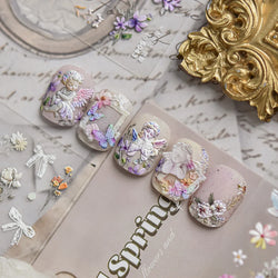 Angel Bowknot Stone Statue Vintage Photo Frame Flower Bed Bouquet Garden Rose Crown Adhesive Nail Art Stickers Manicure Decals (ONLINE ORDER ONLY)