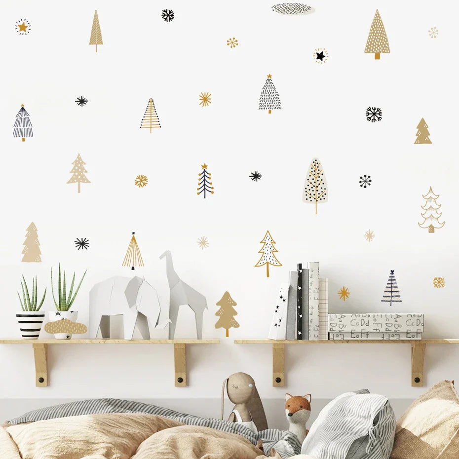 Snowflake Winter Tree Star Nursery Wall Decals Stickers Kids Room Decor (Online Order Only)
