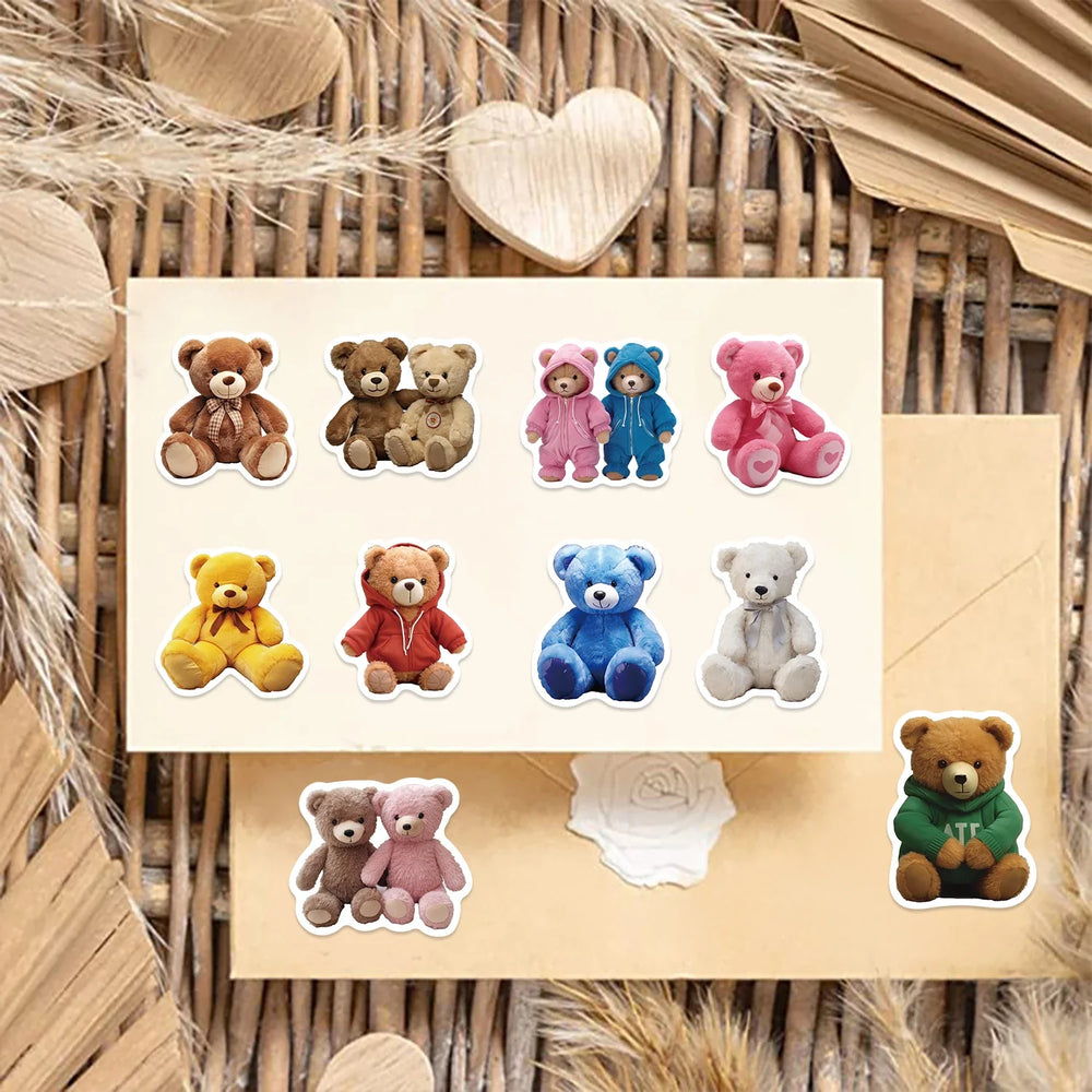 50PCS Cartoon Anime Kawaii Bear Stickers Plush For Water Bottle Laptop Skateboard Scrapbook Luggage Kids Sticker Waterproof PVC (Online Order Only)