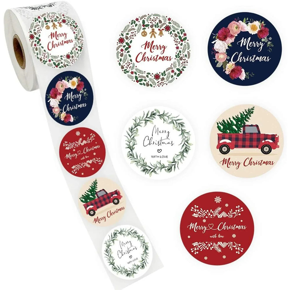 100-500pcs Christmas Stickers Holiday Label, Family Merry Christmas Stickers, Xmas Decorative Envelope Seals Stickers for Cards (ONLINE ORDER ONLY)
