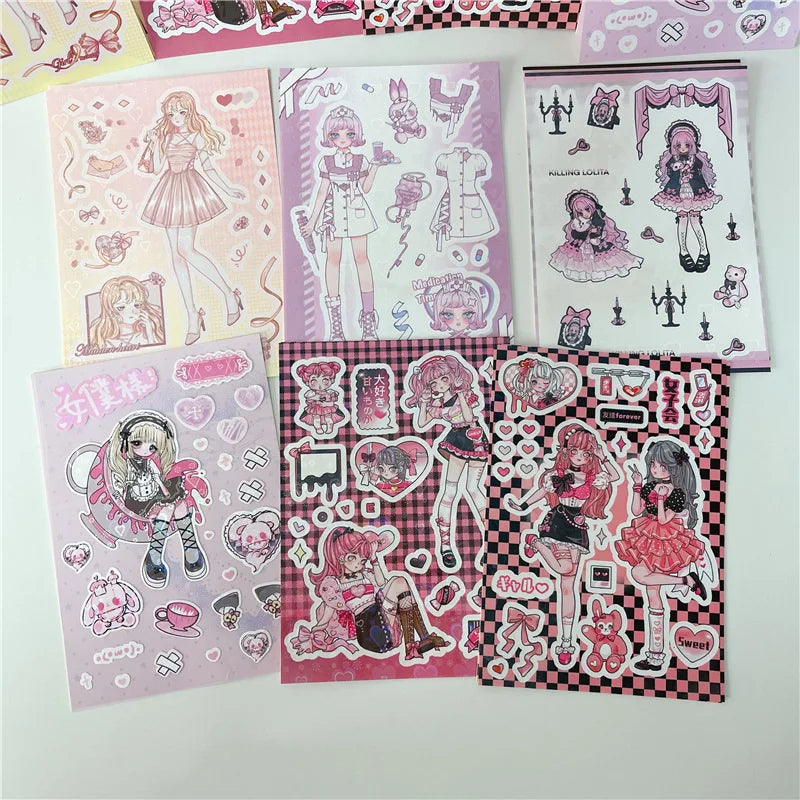 INS Sweet Candy Girl Stickers Diary Scrapbooking DIY Album Decoration Sticker Aesthetic Personalized Kawaii Stationery (ONLINE ORDER ONLY)