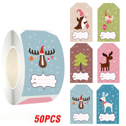 50-250pcs New Merry Christmas Stickers Rectangle Christmas Gift Box Decor Seal Sticker Cute Santa Stickers Stationery (ONLINE ORDER ONLY)