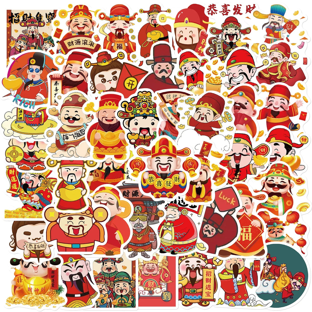 50PCS God of Fortune Cartoon Stickers Waterproof Decals for Bike, Luggage, Guitar, Laptop (ONLINE ORDER ONLY)