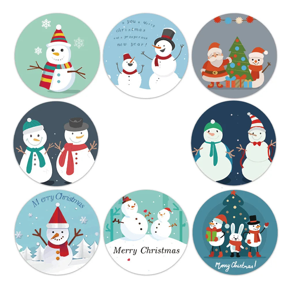 100-500Pcs New Merry Christmas Stickers Gift Packaging Seal Labels for New year decor, Greeting cards, Candy bags Stickers (ONLINE ORDER ONLY)