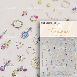 Colorful Geometric Gem Wing Love Heart Bowknot Moon Star Figure Totem Line Retro Self Adhesive Nail Art Stickers Manicure Decals (ONLINE ORDER ONLY)