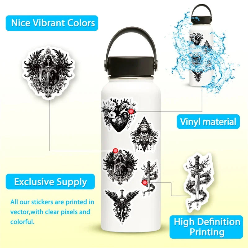 10/30/50PCS Kawaii Exaggerated Gothic Sticky PVC Sticker Aesthetic DIY Decoration Scrapbooking Hand Accounting Supplies for Kids (ONLINE ORDER ONLY)