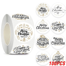 100-500pcs Merry Christmas Stickers 1Inch Santa Merry Tree Festival Sticker For Gift Package Seal Labels Wedding Decoration (ONLINE ORDER ONLY)