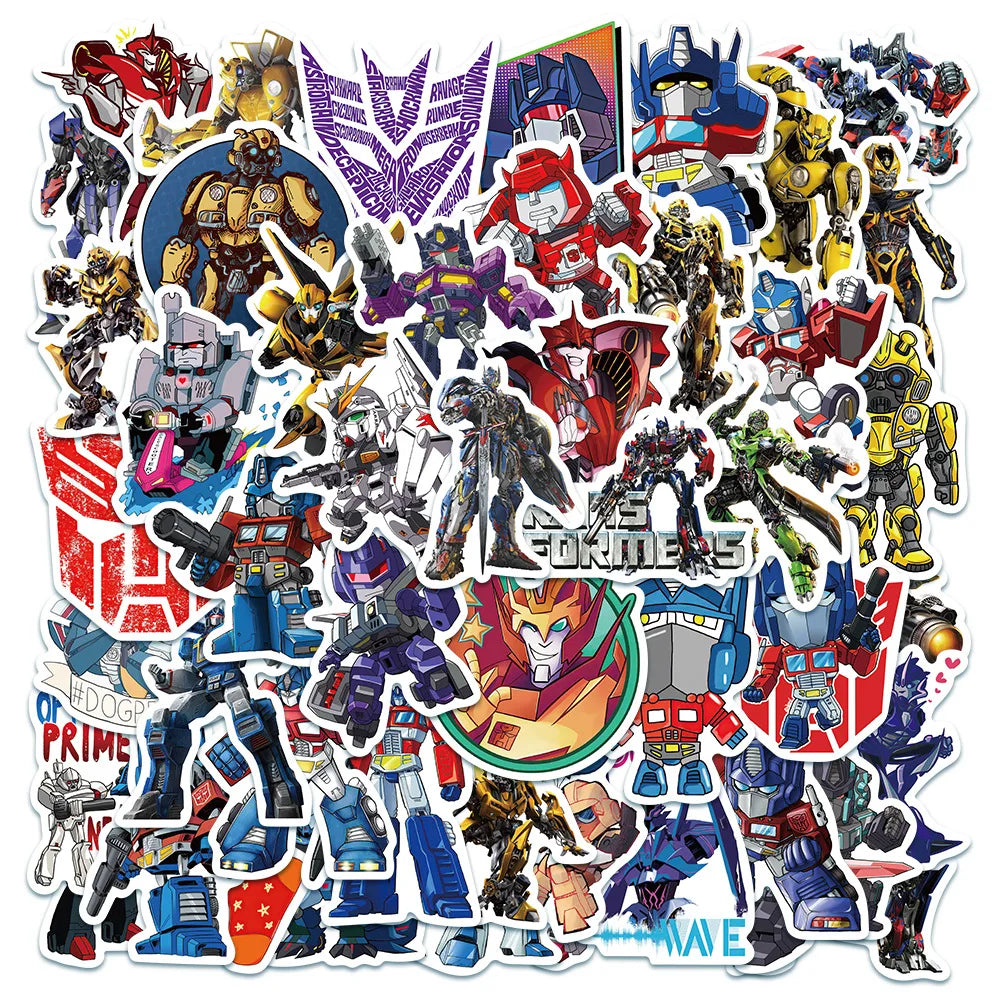 50Pcs Autobot Transformers Stickers Motorcycle Car Skateboard Laptop Luggage Bike Waterproof Sticker Decals for Kids Toys (ONLINE ORDER ONLY)