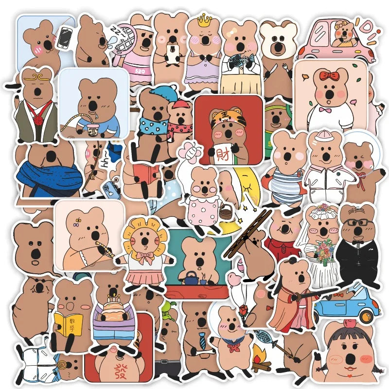 Koala Cartoon Stickers Pack - Cute Meme Animal Decals for DIY, Luggage, Laptop, Guitar, Car, Bike, Kids (Online Order Only)