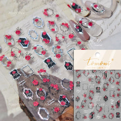 Watercolor Style Rose Flower Colored Rosa Chinensis 3D 5D Flat Reliefs Charming Self Adhesive Nail Art Stickers Manicure Decals (ONLINE ORDER ONLY)