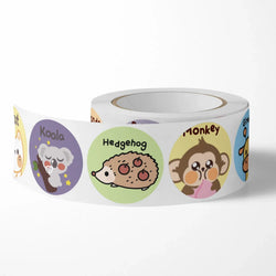 100-500 Pcs 2.5cm Cute Animal  Monkey Cat Stickers Roll for Envelope Praise Reward Student Kid Work Label Stationery Seal Lable (ONLINE ORDER ONLY)