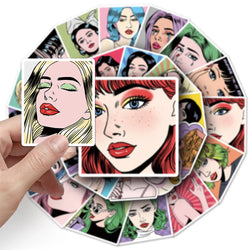 10/30/50pcs Retro Pop Style Girl Anime Stickers Decals Laptop Motorcycle Skateboard Car Phone Guitar Decoration Sticker Kids Toy (ONLINE ORDER ONLY)