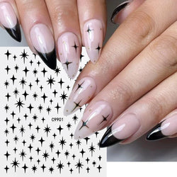 6Pcs 3D Silvery Star Nail Sticker Y2K Nail Design Gold Bronzing Slider Chrome Effect Nail Decoration Nail Design Manicure Tips * (ONLINE ORDER ONLY)