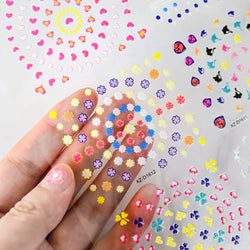 30pcs 3D Flowers Design Nail Art Stickers Colorful Floral Bow Tie Heart Butterfly Design Nail Decals Spring Summer Nail Supplies (Online Order Only)
