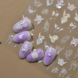 White Pink Baby Child Angel Wing Heart Bowknot Leaves Key Star Cupid's Arrow Archery Adhesive Nail Art Stickers Manicure Decals (ONLINE ORDER ONLY)
