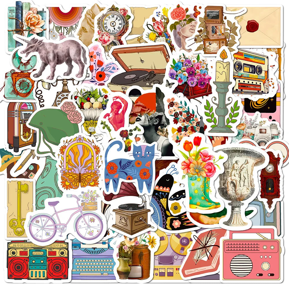 Vintage Cartoon Art Stickers Decals for Laptop Phone Scrapbook Suitcase Guitar Kids Toys (ONLINE ORDER ONLY)