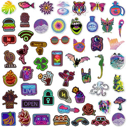 110Pcs Psychedelic Mushroom Stickers Neon Light Waterproof Stickers Suitable for Laptop Helmets Bicycles Children's Gift Sticker (Online Order Only)