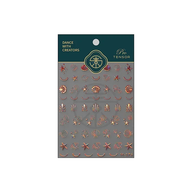 Shiny Laser Constellation Totem Pink Blue Gold Silver Shell Starfish Moon Star 3D Self Adhesive Nail Art Sticker Manicure Decals (ONLINE ORDER ONLY)