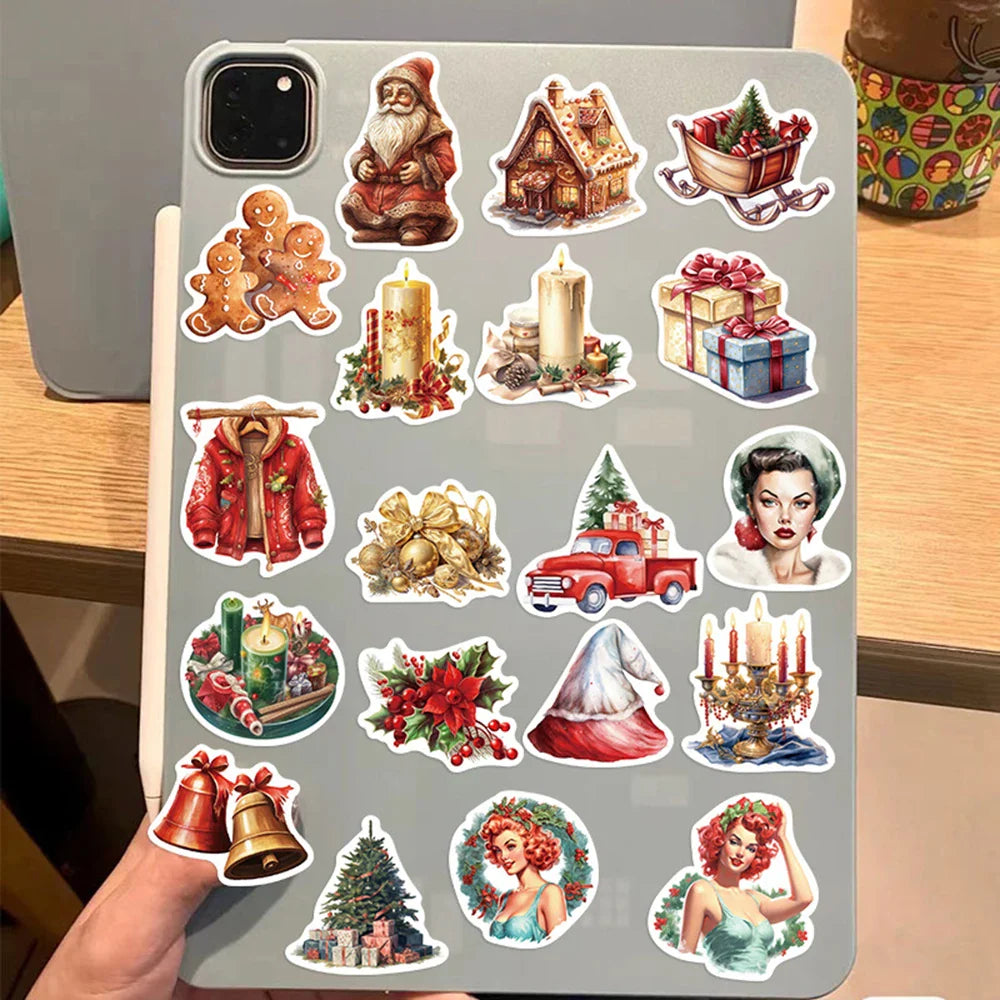 10/30/50PCS New Year Christmas Stickers Graffiti Decoration Gift Waterproof Skateboard Phone Notebook Guitar Wall Decals Toys (Online Order Only)