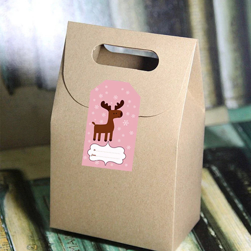 50-250pcs New Merry Christmas Stickers Rectangle Christmas Gift Box Decor Seal Sticker Cute Santa Stickers Stationery (ONLINE ORDER ONLY)