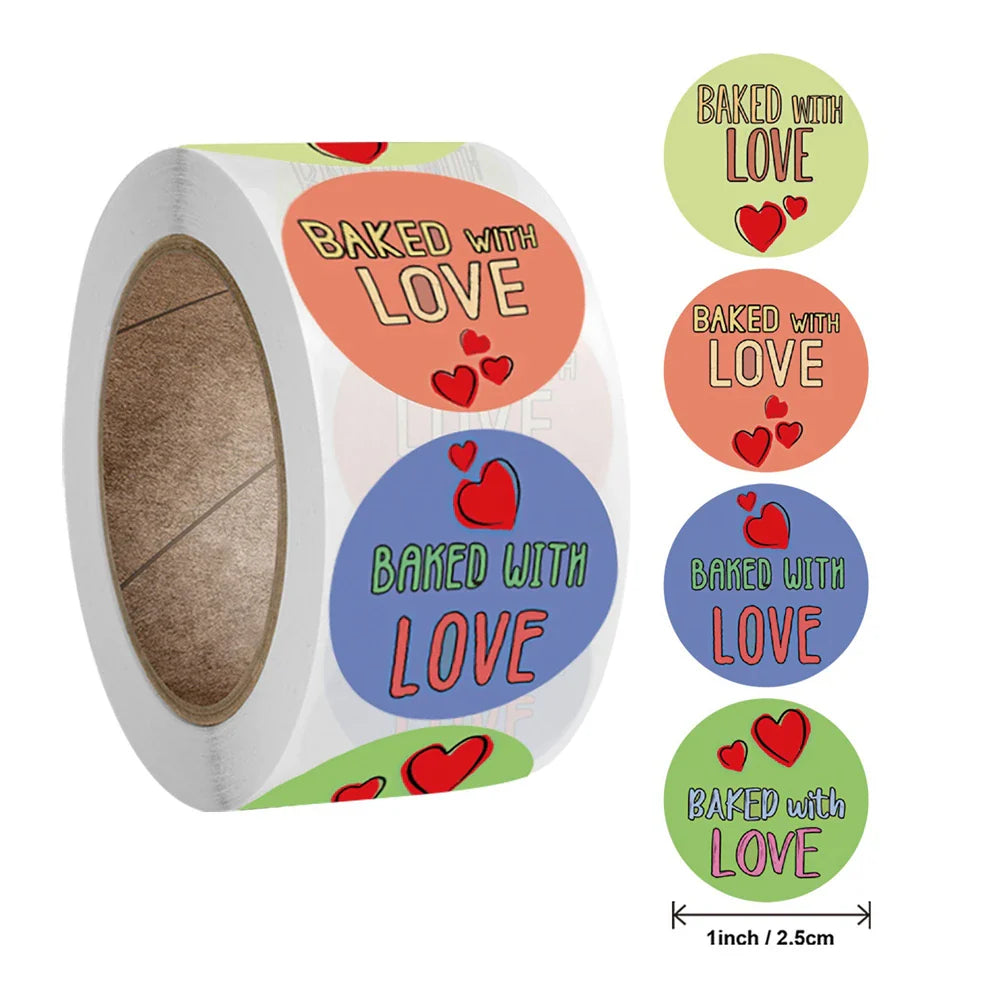 500pcs/roll Handmade with Love Letter Stickers Thank You Stickers Labels Wedding Box Gift Packing Decoration Stationery Stickers (ONLINE ORDER ONLY)