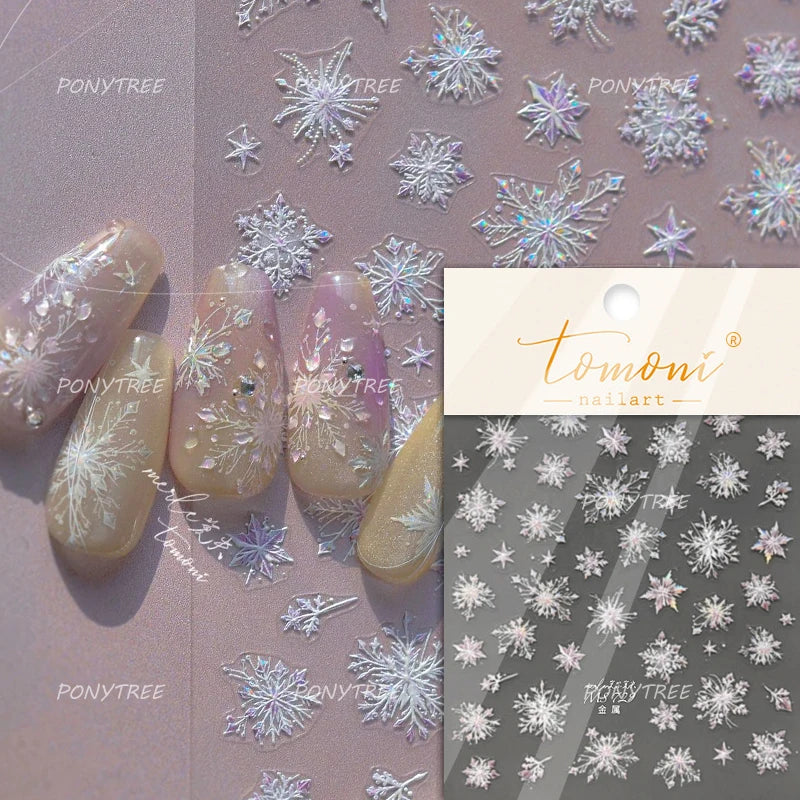 Snowflake Butterfly Rhinestone Shiny Totem Self Adhesive Nail Art Stickers Romantic Charm Chic Rose Flower Pearl Manicure Decals (ONLINE ORDER ONLY)