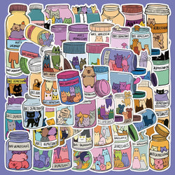 50pcs Cute Cat Graffiti Stickers for Helmet, Wall, Desktop Decoration (Online Order Only)