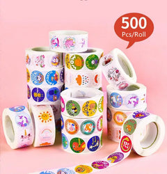 500Pcs Children's Cartoon Animal Stickers Baby Stickers Kindergarten Inspirational Little Red Flower Reward Roll Stickers (Online Order Only)