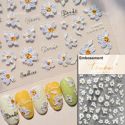 White Flower Colourful Butterfly Pearl Petal Beautiful Garden Charming Plant 5D Self Adhesive Nail Art Stickers Manicure Decals (ONLINE ORDER ONLY)