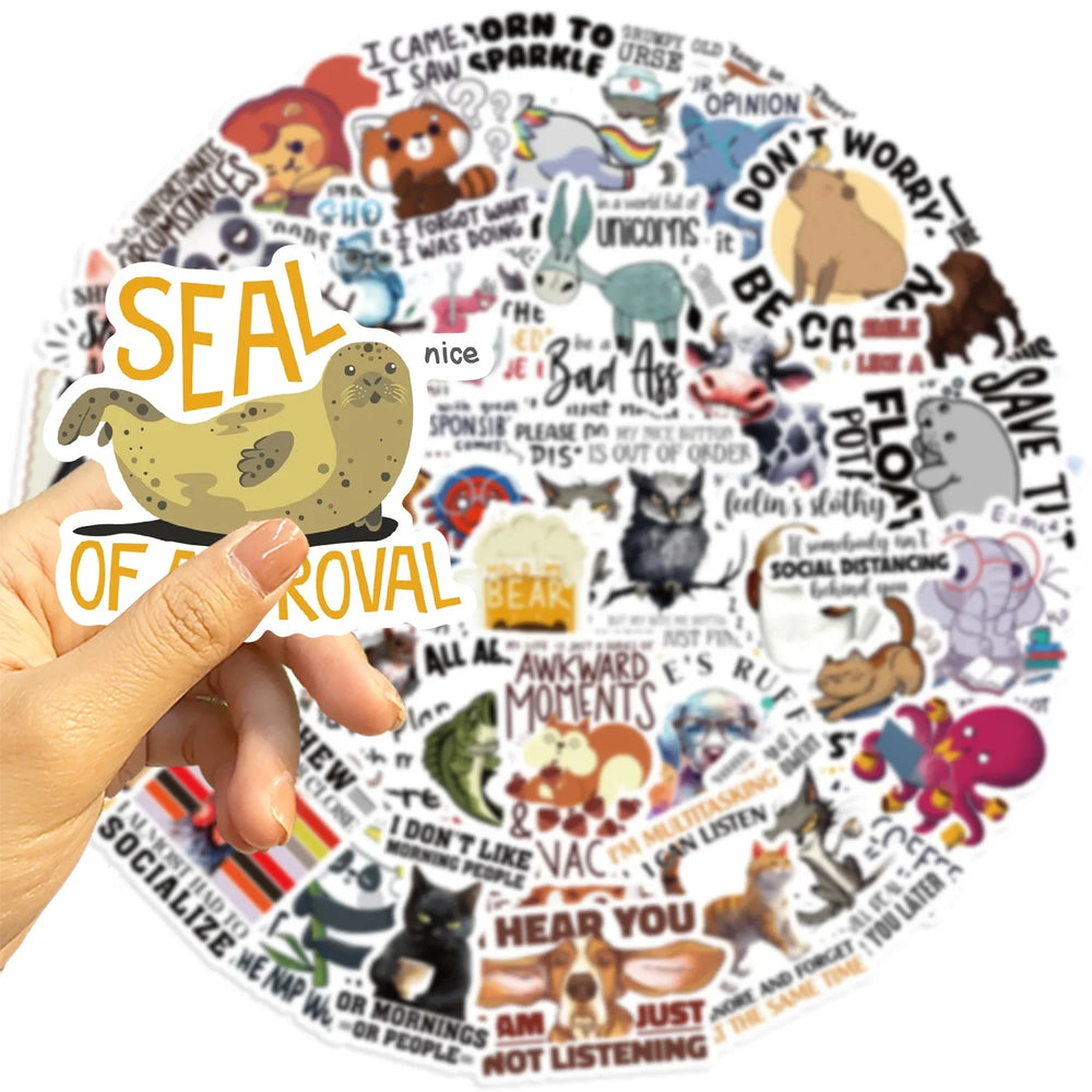 Animal Cartoon Stickers Pack - Funny Graffiti Decals for Laptop, Guitar, Car, Bike, Skateboard (ONLINE ORDER ONLY)