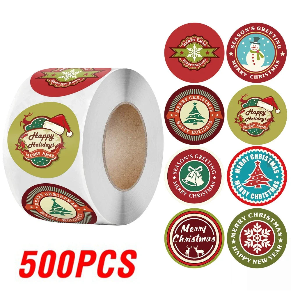 100-500Pcs Gold Snowflake Christmas Stickers Candy Bag Envelopes Sealing Label Christmas Gifts Box Decorations Sticker (ONLINE ORDER ONLY)