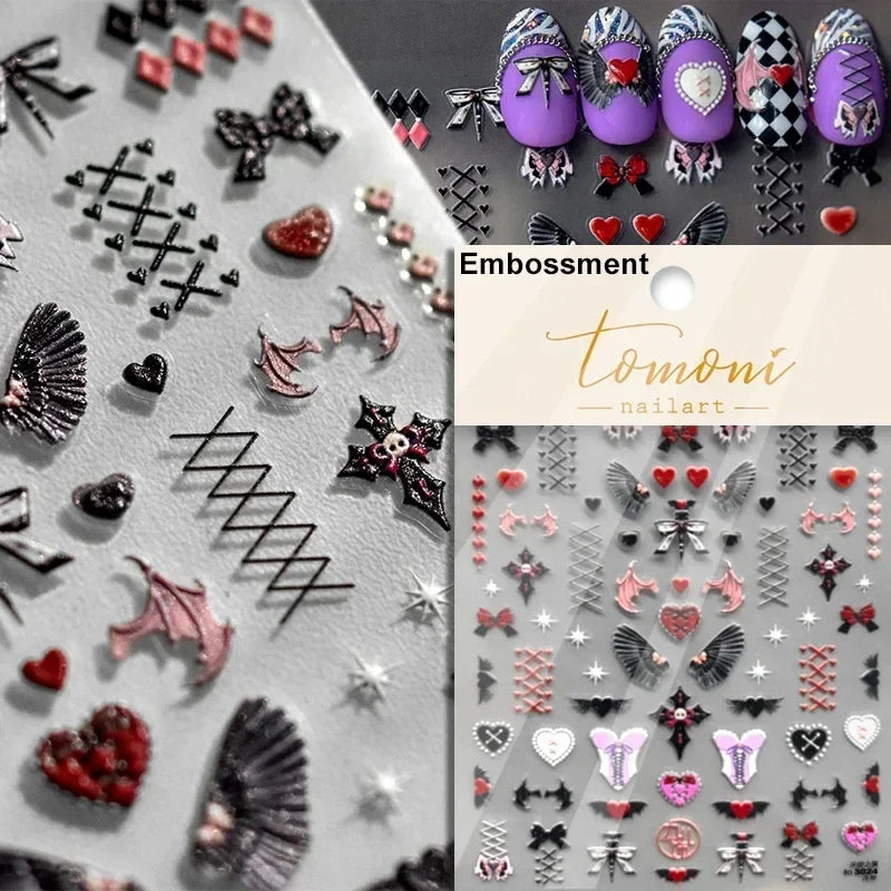 Cat Eye Shiny Blue Purple Spider Cross Love Heart Star Snake Web Jelly Thrilling Nail Art Stickers Manicure Decals Halloween (ONLINE ORDER ONLY)
