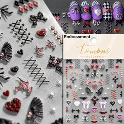 Cat Eye Shiny Blue Purple Spider Cross Love Heart Star Snake Web Jelly Thrilling Nail Art Stickers Manicure Decals Halloween (ONLINE ORDER ONLY)