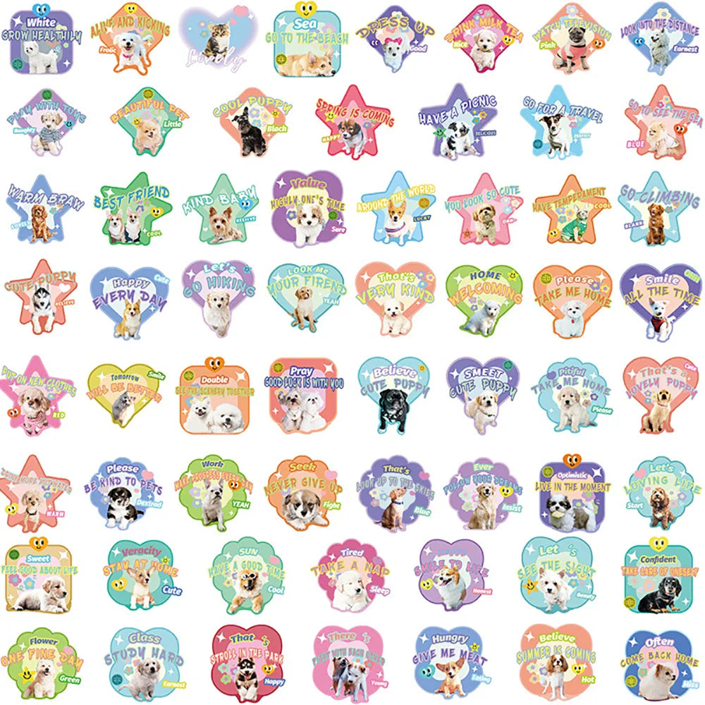 10/30/60/120PCS Cute Pet Dog Cat Stickers Cartoon Decals DIY Waterproof Scrapbook Phone Suitcase Skateboard Fridge Graffiti Toys (ONLINE ORDER ONLY)