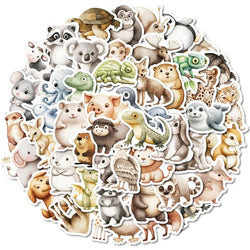 10/30/50PCS 3D Simple Animal Sticky PVC Sticker Aesthetic Children's Stationery DIY Decoration Scrapbooking School Supplies (ONLINE ORDER ONLY)