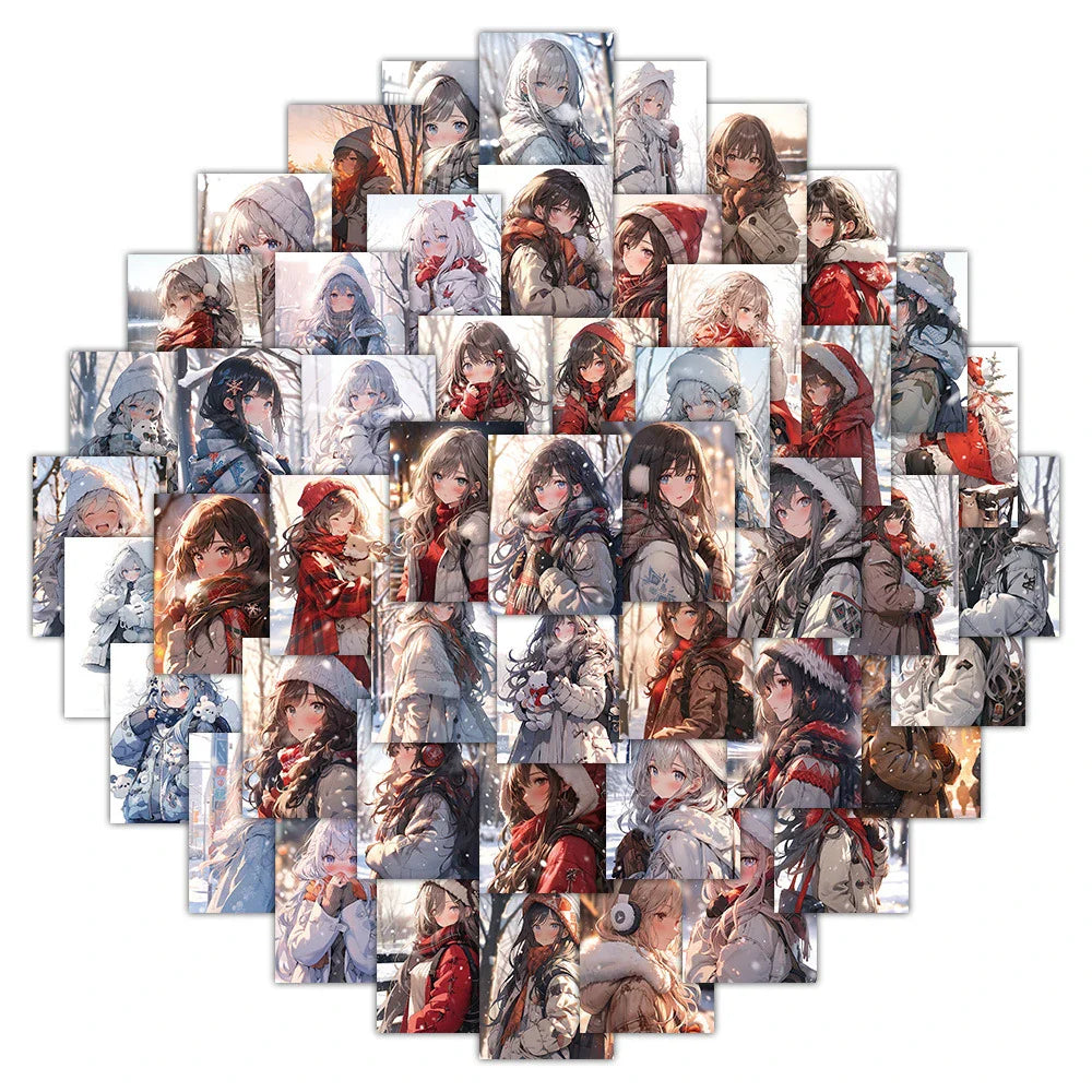 Anime Winter Girl Stickers Decals for Laptop Phone Luggage Decoration (Online Order Only)